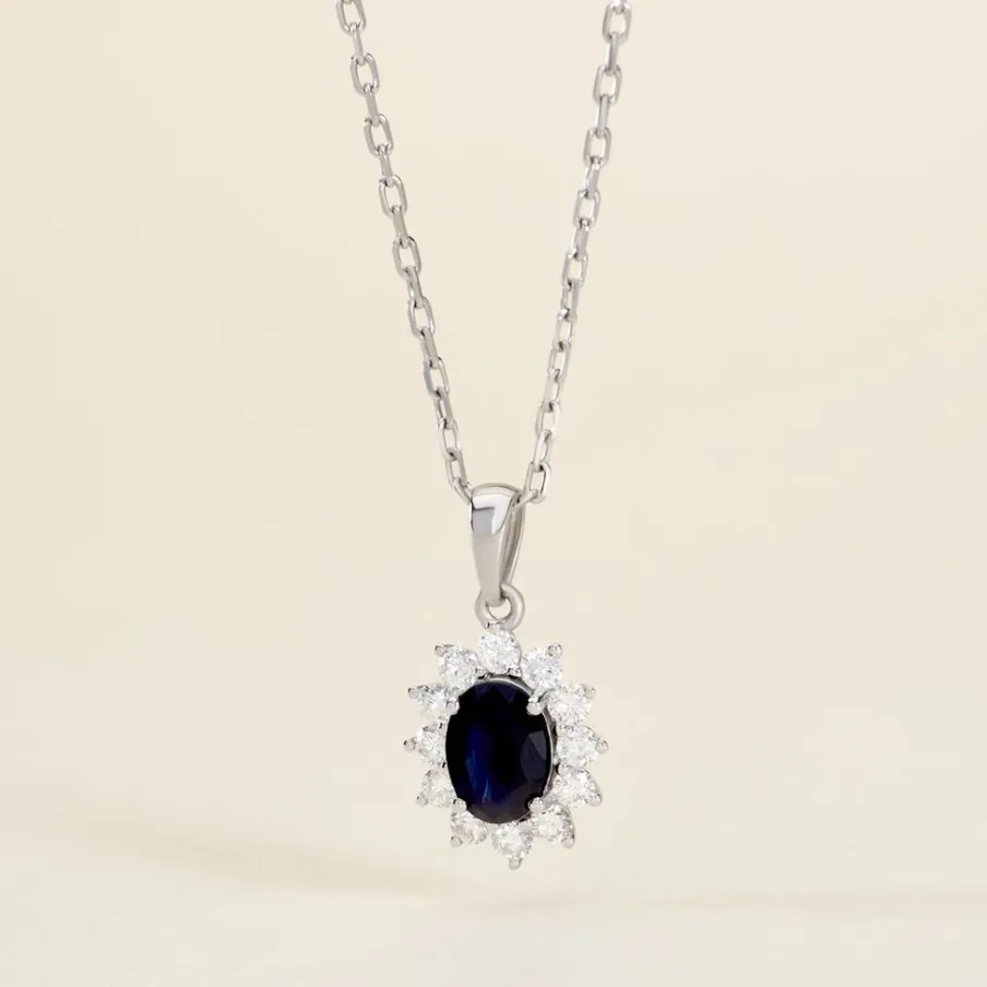 Histoire d'Or Pendentif Vladimir Or Blanc Saphir Et Diamant