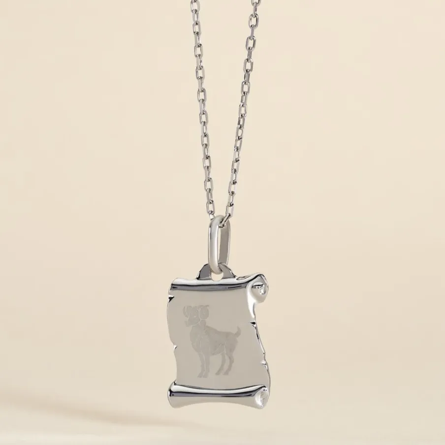 Histoire d'Or Pendentif Zodiaque Parchemin Argent Blanc