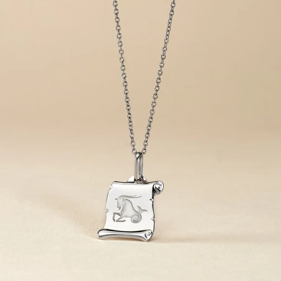 Histoire d'Or Pendentif Zodiaque Parchemin Argent Blanc