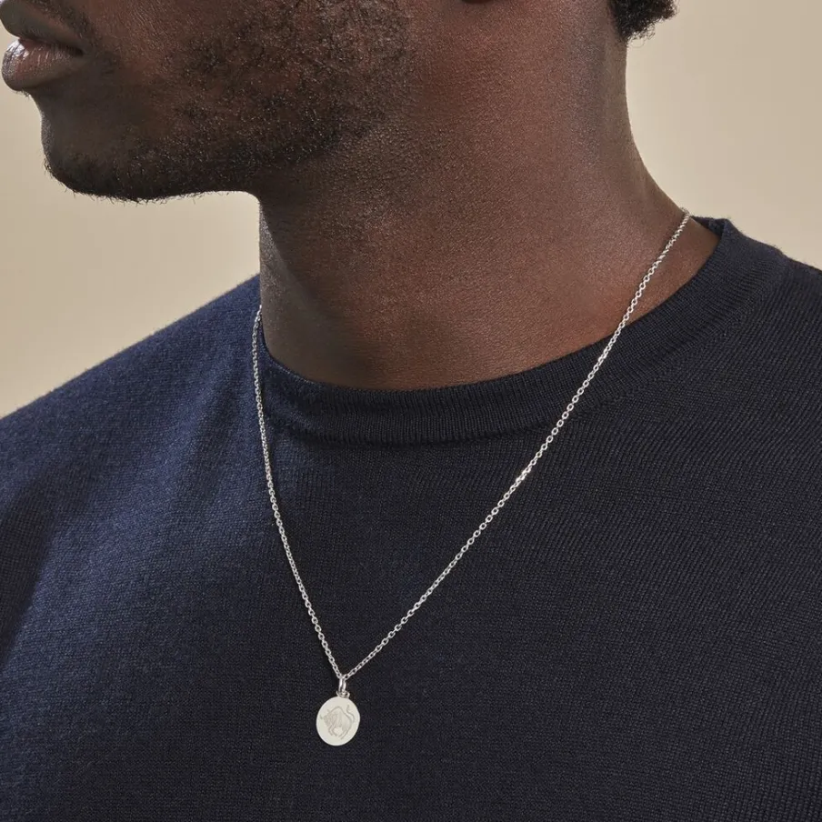 Histoire d'Or Pendentif Zodiaque Rond Argent Blanc