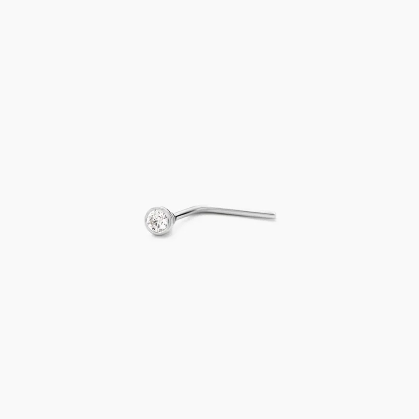 Piercing De Nez Fethi Serti Clos Or Blanc Oxyde De Zirconium-Histoire d'Or New