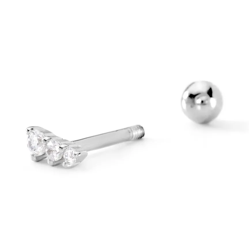 Piercing D'oreille Unitaire Delphie Argent Blanc Oxyde De Zirconium-Histoire d'Or