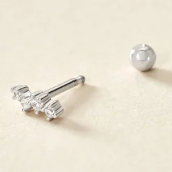 Histoire d'Or Piercing D'oreille Unitaire Roseau Argent Blanc Oxyde De Zirconium