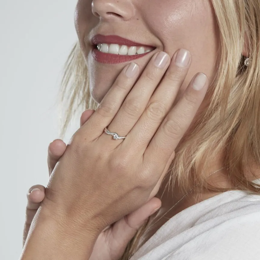 Solitaire Accompagné Laetitianne Or Blanc Diamant Synthétique-Histoire d'Or